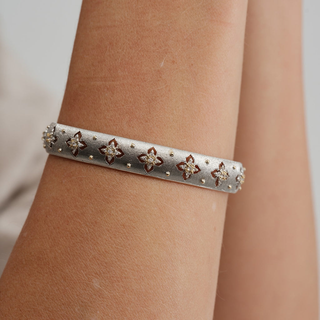Italian Vintage Baroque Glamour Hollow Lace Rhinestone Satin Luster Bracelet