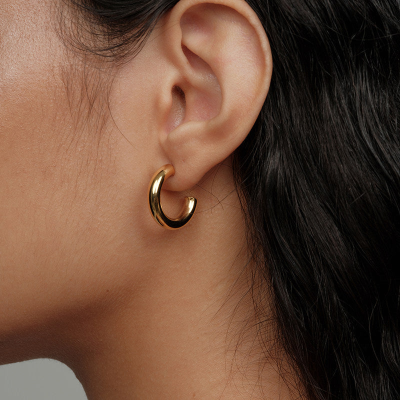 CnHnOn Fat Store High Color Retention European and American Fashion Minimalist Hollow Multi-Size C-Shaped Hoop Earrings