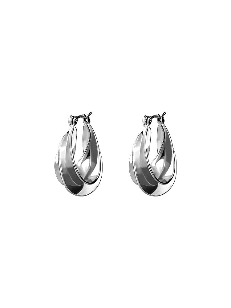 CnHnOn Leaf Earrings - Modern Minimalist Silver Hoop Earrings for Women