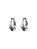 CnHnOn Leaf Earrings - Modern Minimalist Silver Hoop Earrings for Women