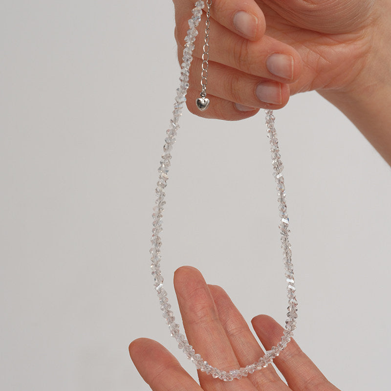 CnHnOn Fat Shop Fresh Crystal Clear Faceted Stone Handmade Beaded Minimalist Choker Necklace