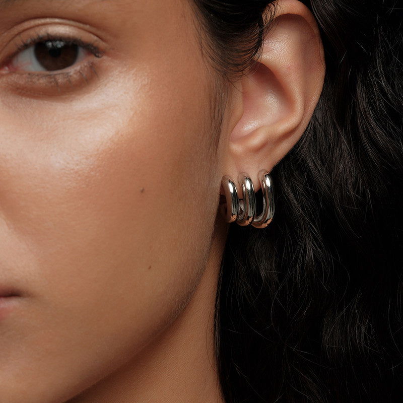 CnHnOn Fat Store High-Color Fashion Minimalist Triple Ring Hollow Hoop Earrings