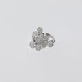 Full Diamond-Set Clover Flower Three-Dimensional Floral Cluster Minimalist Chic Ring