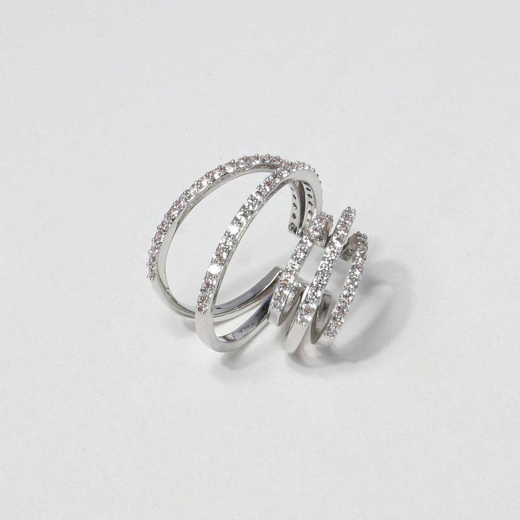 Layered Rhinestone Hoop Ear Cuff Clip-On Earrings for Non-Pierced Ears - Minimalist Chic