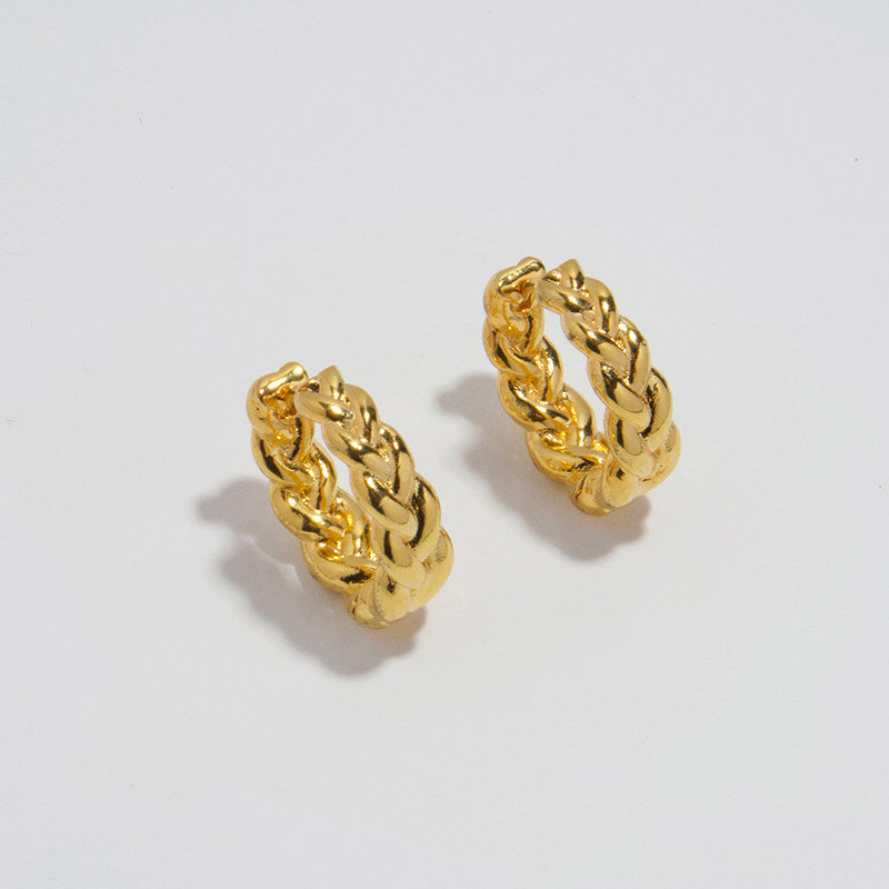 Wheat Braid Twist Bread Pattern Vintage Oval Earrings