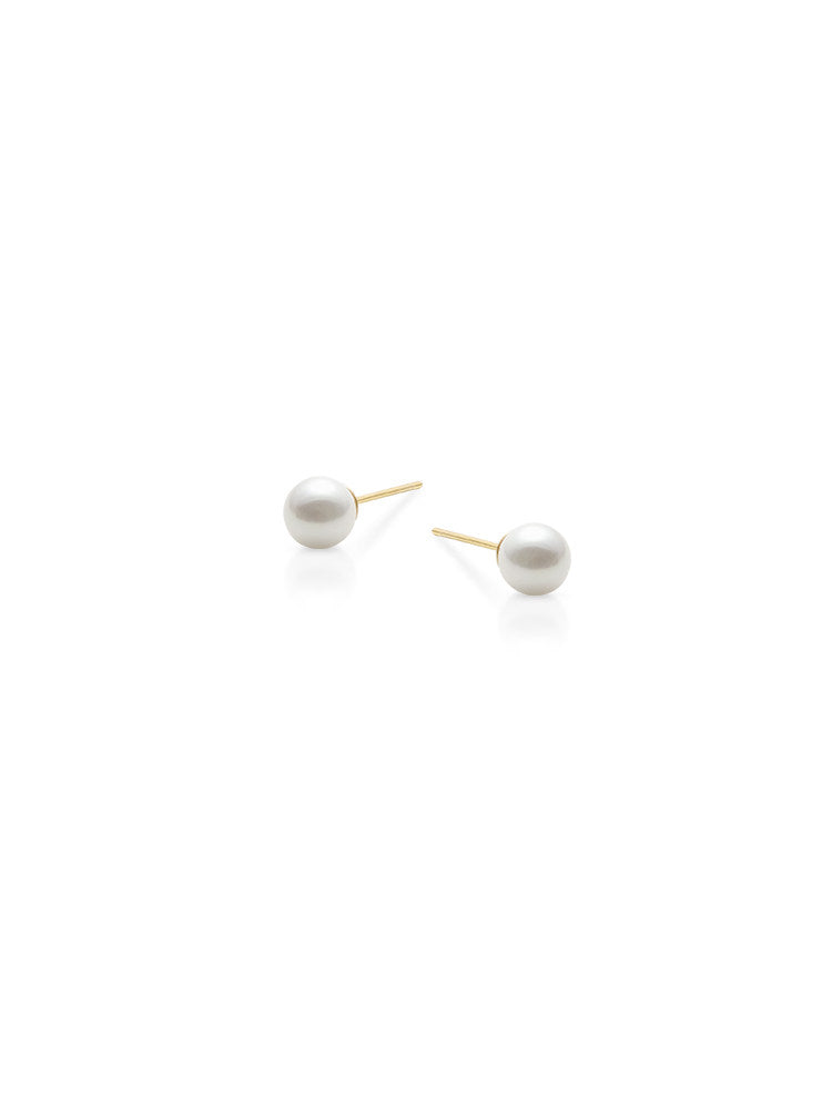 Classic Round S925 Sterling Silver Vintage Large Pearl Earrings / Studs