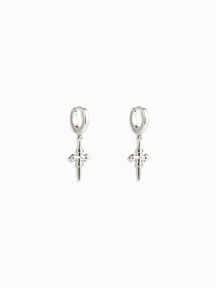 Mini Cross Vintage Y2K Pendant Small Ear Cuff / Stud Earrings