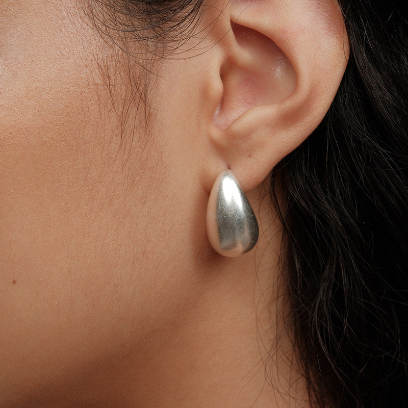 Hollow Teardrop Statement Earrings - Chunky Modern Design