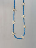 Beach Vacation Starfish Blue Beaded Shell Starfish Necklace