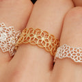 French Exquisite Embroidered Lace Hollow Pattern Rhinestone Vintage Ring