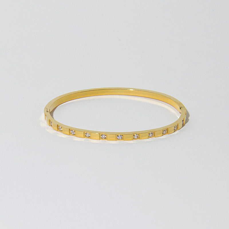 CnHnOnFat Store European and American Minimalist Polished Diamond Square Rhombus Fashion Stackable Bracelet