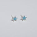 Mini Starfish Baby Blue Light Blue Silver Bead Edge Niche Earrings