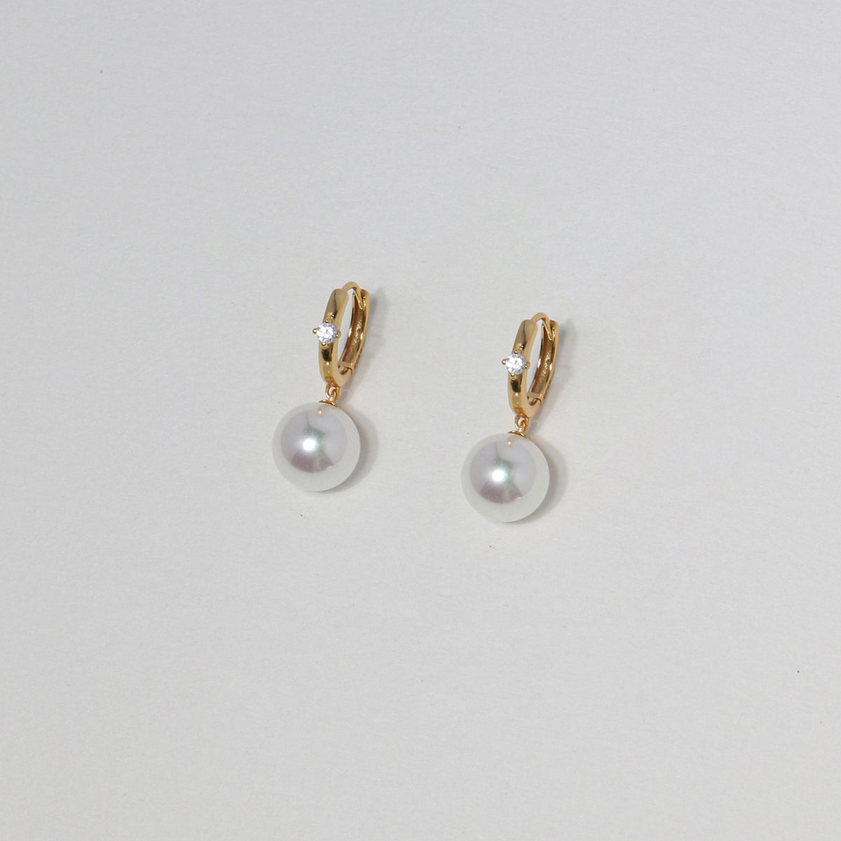 S925 Sterling Silver Pearl Drop Mini Rhinestone Hoop Earrings - Elegant Luxury Style