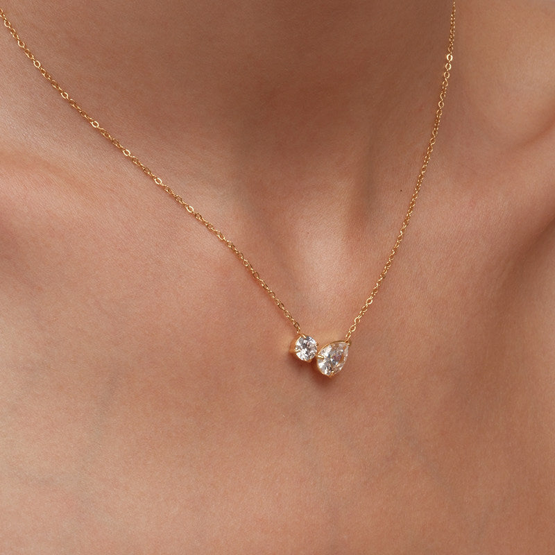 CnHnOn Fat Store Water Drop Round Diamond 5A Zirconia Minimalist European and American High-End Collarbone Necklace