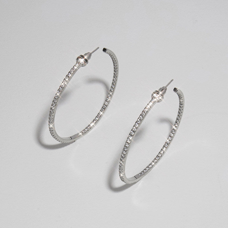 CnHnOnFat Store – Versatile Shiny Zircon-Studded Slim Large Hoop Earrings