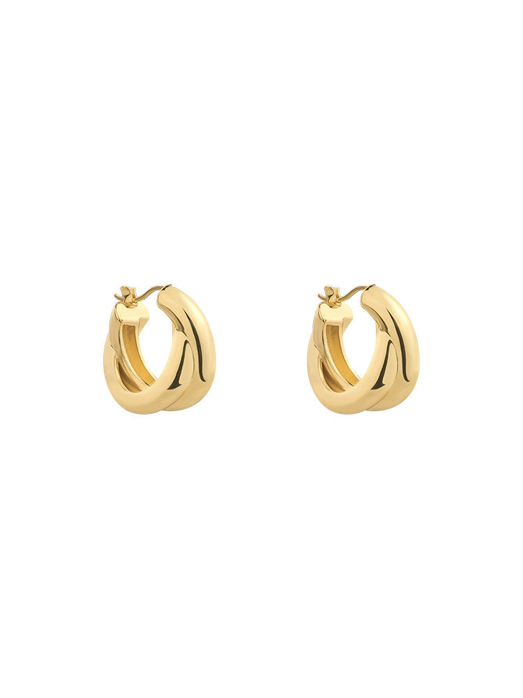 CnHnOn Fat Store Golden Versatile Layered Hoop Earrings for Western Fashion, Trendy and Elegant