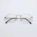 Sexy Nerd Girl Metal Frame Thin Oval Flat Glasses - Y2K Style