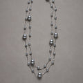 CnHnOn Fat Shop Starry Sky Bare Chain, Mauve Gray Pearl Gradient Layered Long Necklace, Sweater Chain