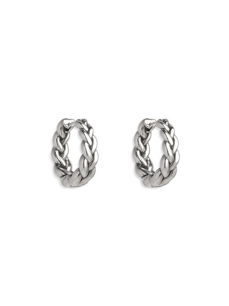 Handwoven Chunky Twist Earrings in Antique Silver Finish