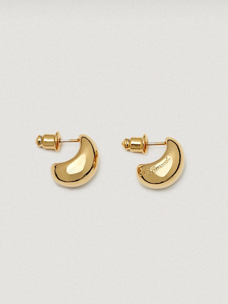 CnHnOn High-Color Retention Minimalist Retro Drop-Shaped Bean S925 Silver Needle Korean Earrings
