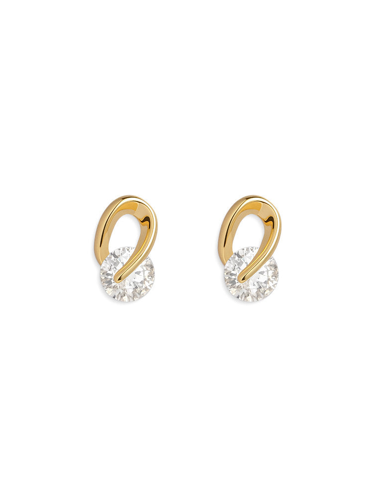 3A Live Color Zirconia Bare Diamond Lucky Twinkle Small Earrings