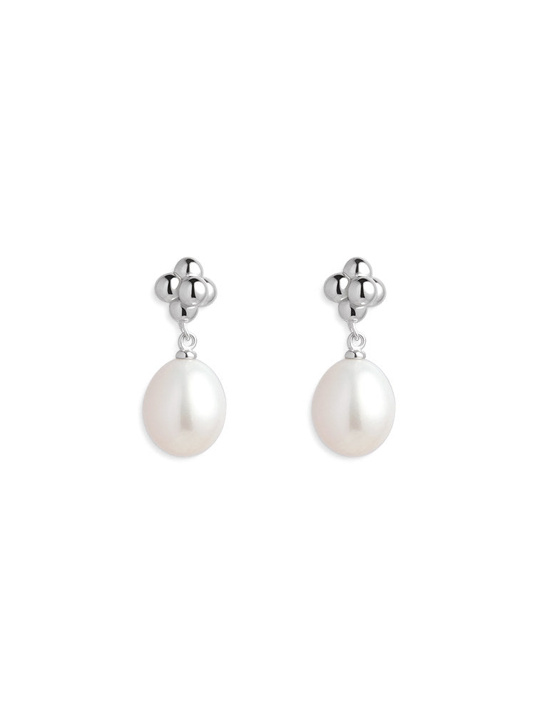CnHnOn Fat Store Solid 925 Sterling Silver Natural Freshwater Pearl Cross Stud Earrings