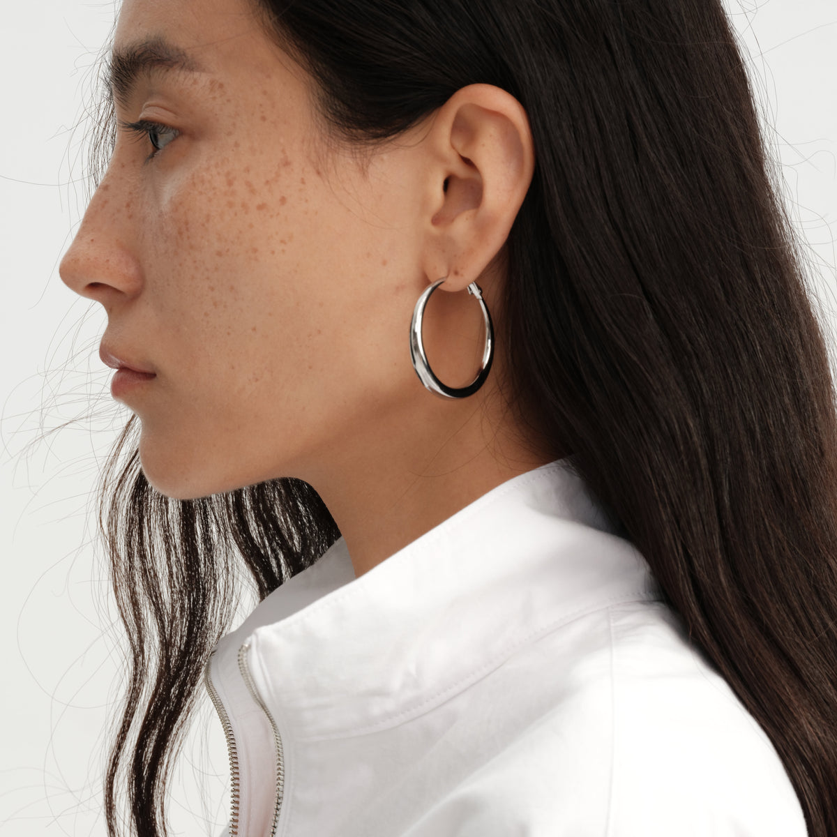 Urban Minimalist Classic Polished Crescent Moon Large Hoop Earrings (Clip-On and Pierced Options)