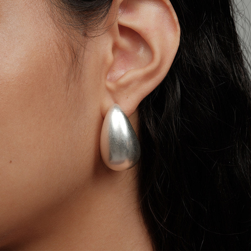 Hollow Teardrop Statement Earrings - Chunky Modern Design