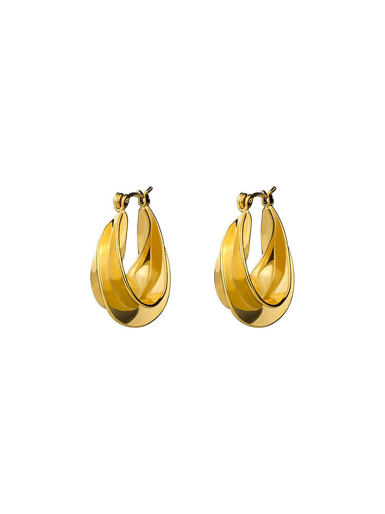 CnHnOn Leaf Earrings - Modern Minimalist Silver Hoop Earrings for Women