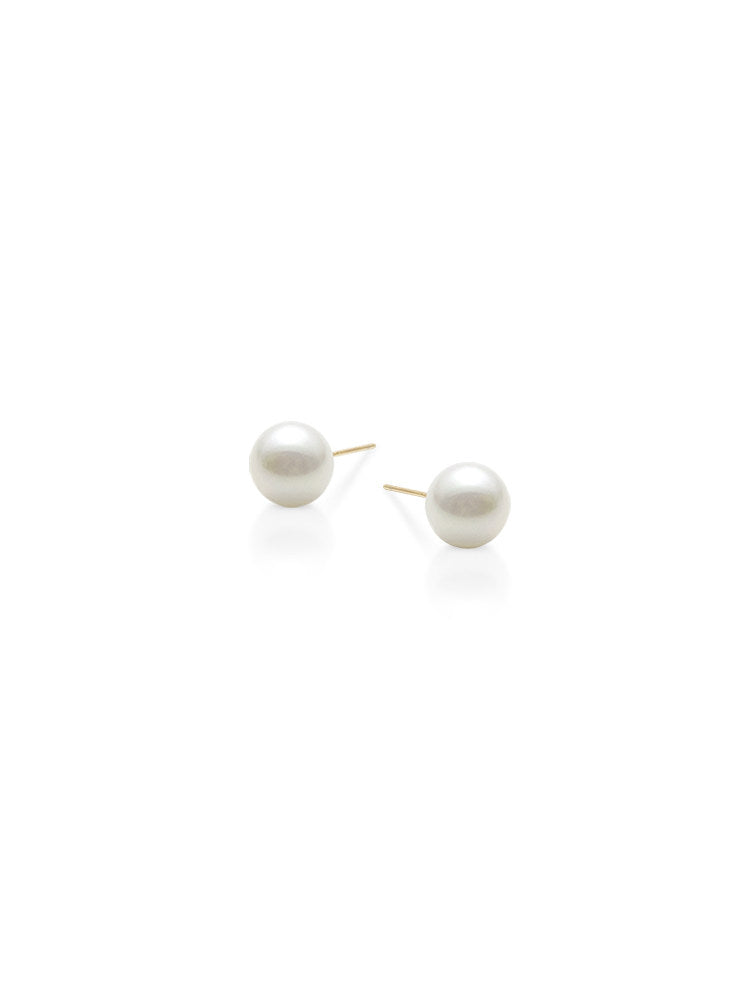Classic Round S925 Sterling Silver Vintage Large Pearl Earrings / Studs