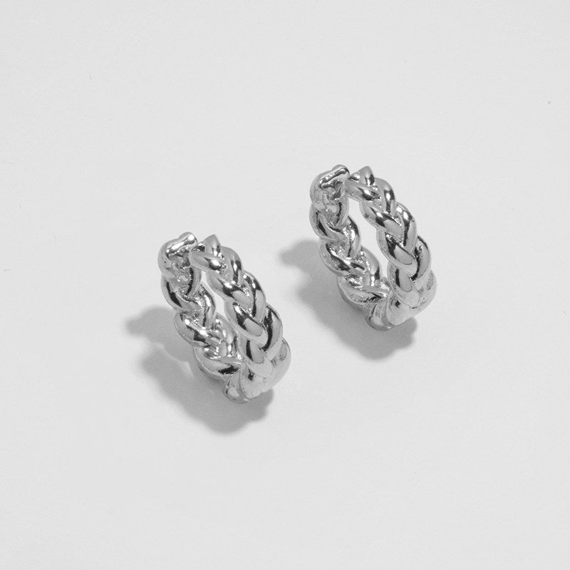 Wheat Braid Twist Bread Pattern Vintage Oval Earrings