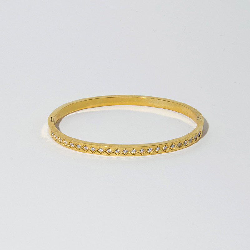 CnHnOnFat Store European and American Minimalist Polished Diamond Square Rhombus Fashion Stackable Bracelet