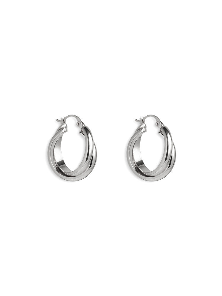 CnHnOn Minimalist Double Ring Earrings - Interlocking Circles, Fade-Resistant