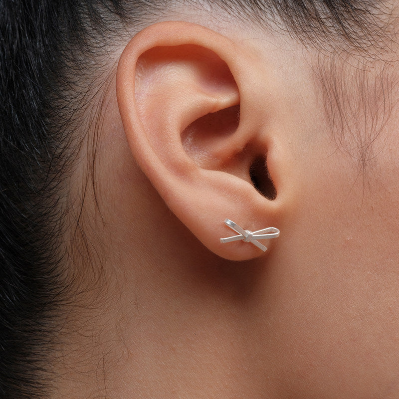 Matte Ultra-Thin Ribbon Bow Delicate Minimalist Versatile Earrings