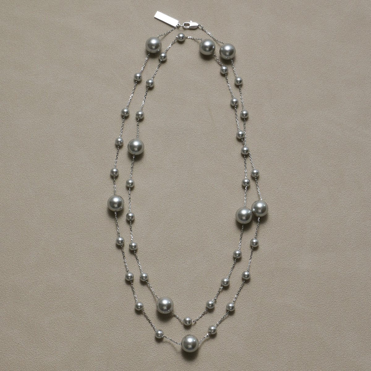 CnHnOn Fat Shop Starry Sky Bare Chain, Mauve Gray Pearl Gradient Layered Long Necklace, Sweater Chain