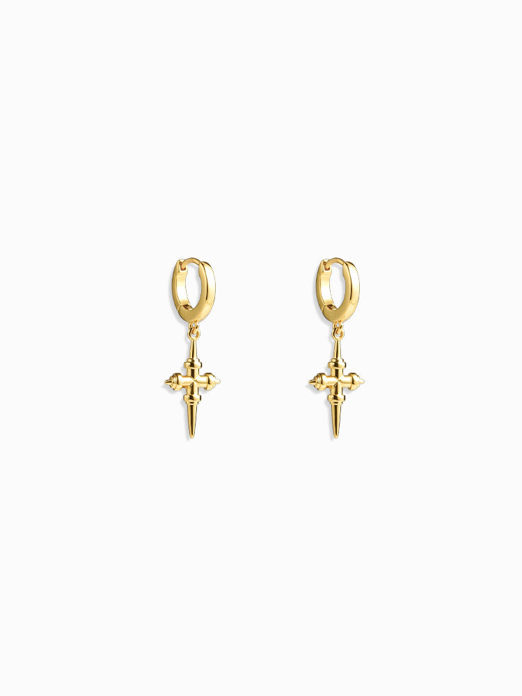 Mini Cross Vintage Y2K Pendant Small Ear Cuff / Stud Earrings