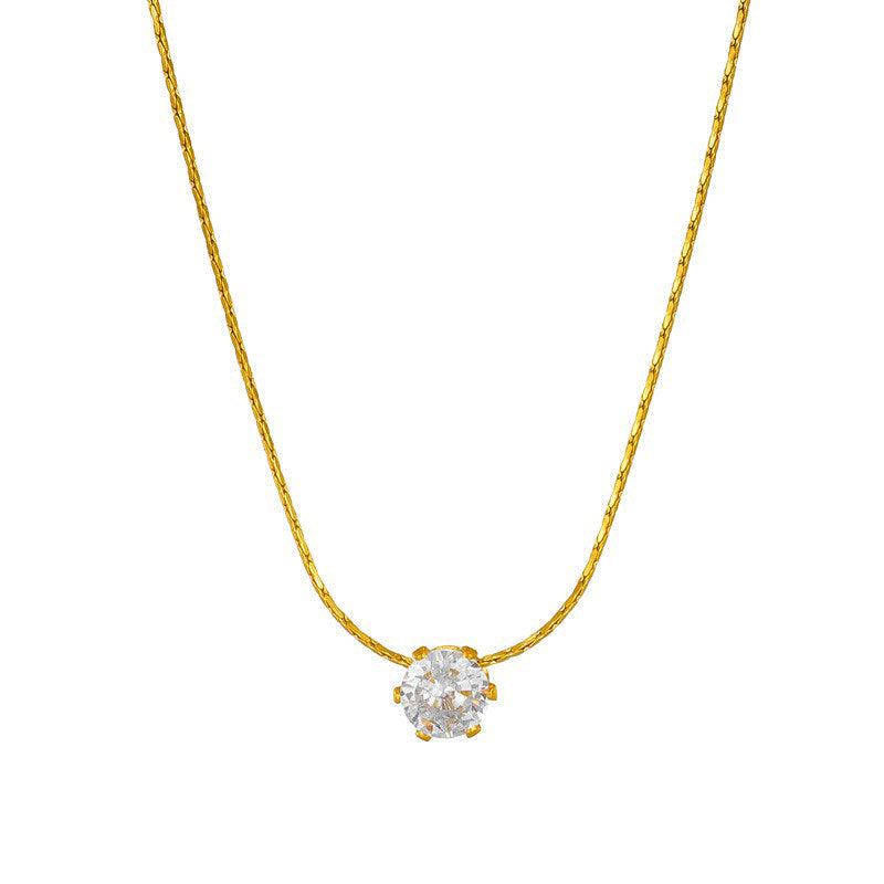 Ultra-Fine Gold-Tone Sparkling Streamline Versatile Double-Layer Fashion Necklace