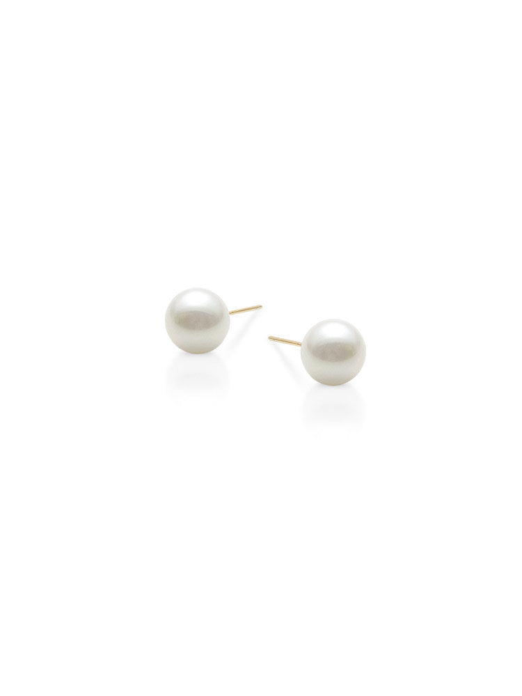 Classic Round S925 Sterling Silver Vintage Large Pearl Earrings / Studs