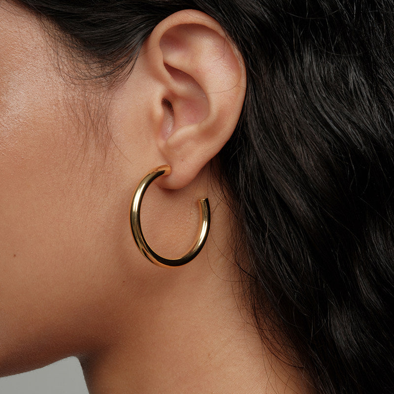 CnHnOn Fat Store High Color Retention European and American Fashion Minimalist Hollow Multi-Size C-Shaped Hoop Earrings