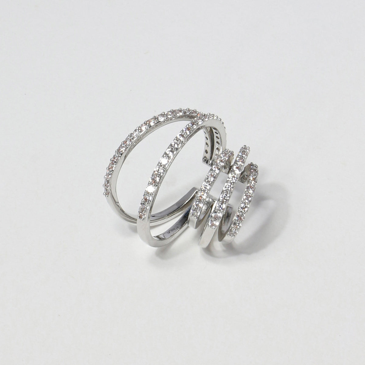 Layered Rhinestone Hoop Ear Cuff Clip-On Earrings for Non-Pierced Ears - Minimalist Chic