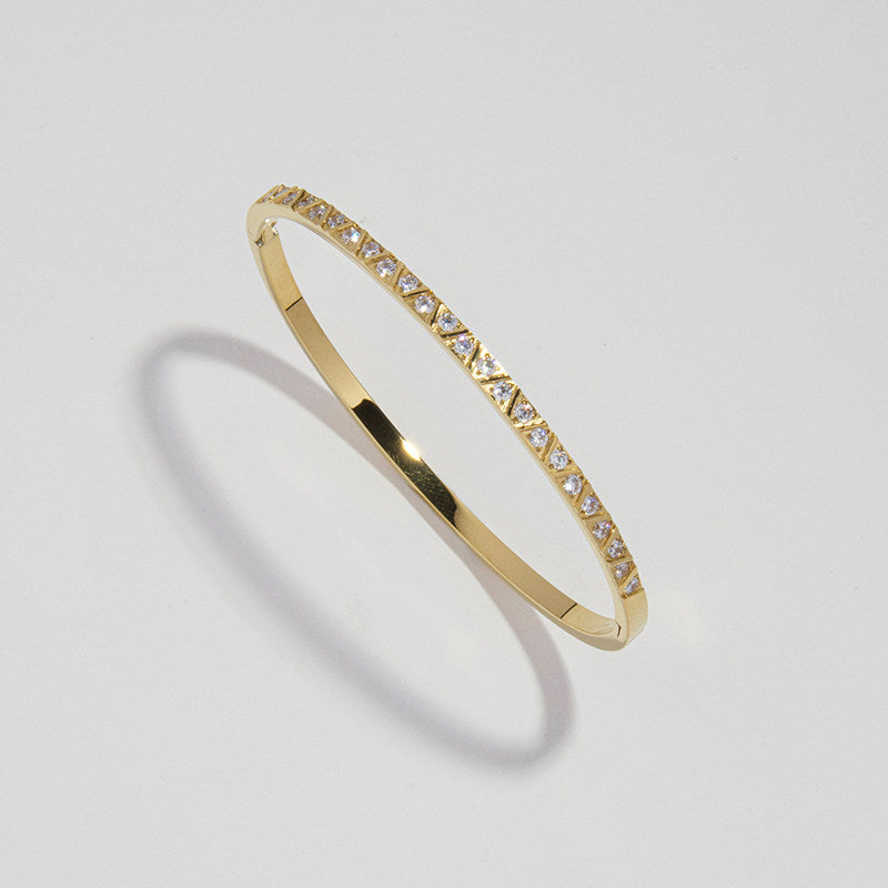 CnHnOnFat Store European and American Minimalist Polished Diamond Square Rhombus Fashion Stackable Bracelet