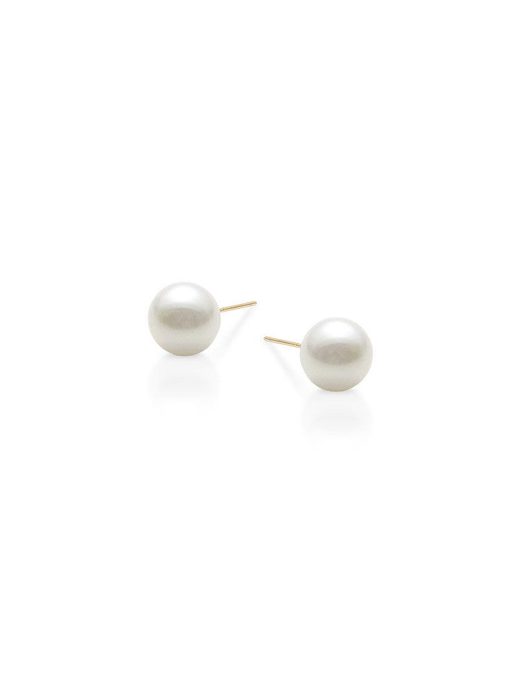 Classic Round S925 Sterling Silver Vintage Large Pearl Earrings / Studs