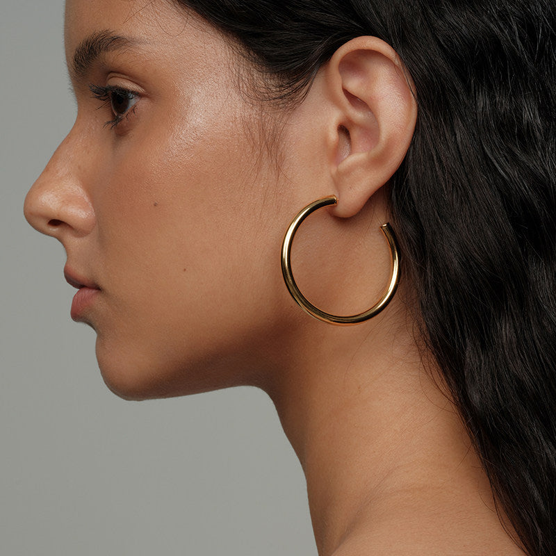 CnHnOn Fat Store High Color Retention European and American Fashion Minimalist Hollow Multi-Size C-Shaped Hoop Earrings
