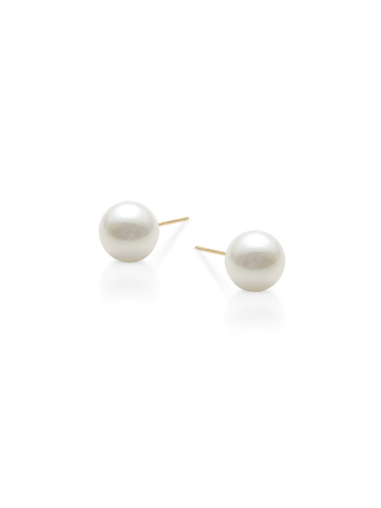 Classic Round S925 Sterling Silver Vintage Large Pearl Earrings / Studs