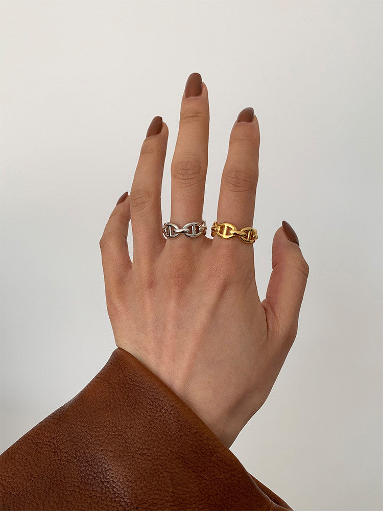 CnHnOn Pig Nose Chain Ring – Minimalist Classic Design Adjustable Ring