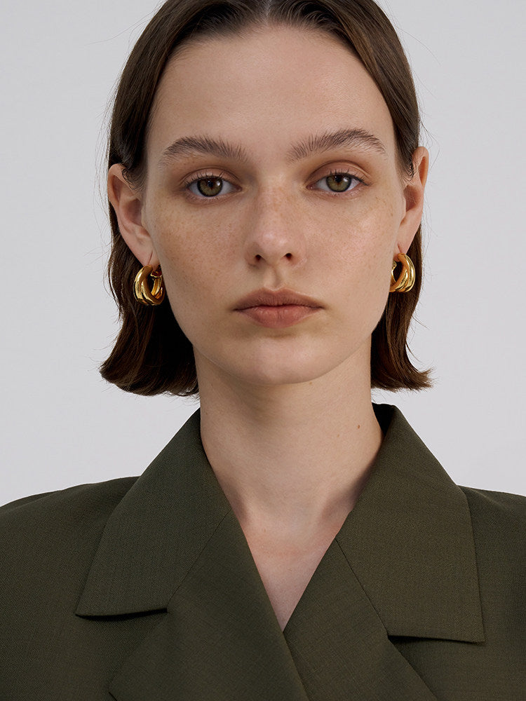 CnHnOn Fat Store Golden Versatile Layered Hoop Earrings for Western Fashion, Trendy and Elegant