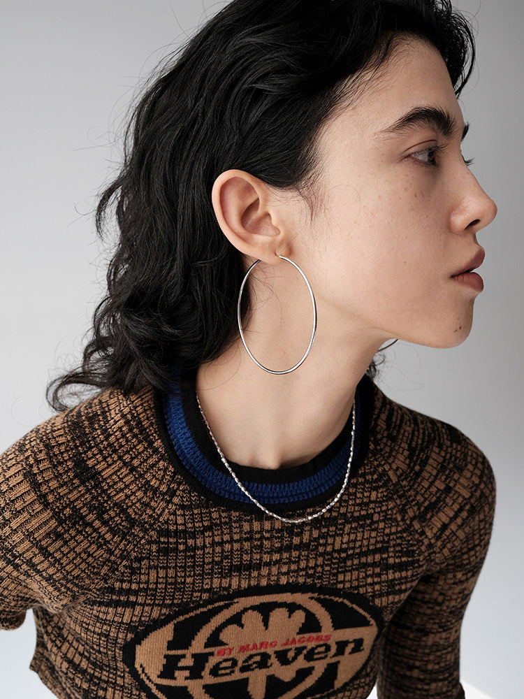 CnHnOn Fat Shop S925 Sterling Silver Classic Retro 90s Oversized Thin Hoop Earrings