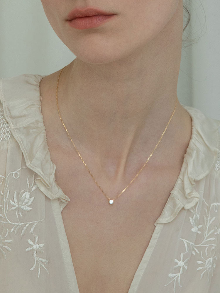 S925 Silver French-Style Sparkling Diamond-Inlaid Light Luxury Collarbone Necklace for Women