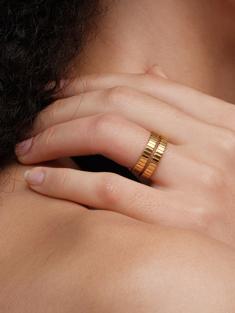 CnHnOn Fat Store European and American Fashion Minimalist Niche Gear Stripe Versatile Stacking Ring