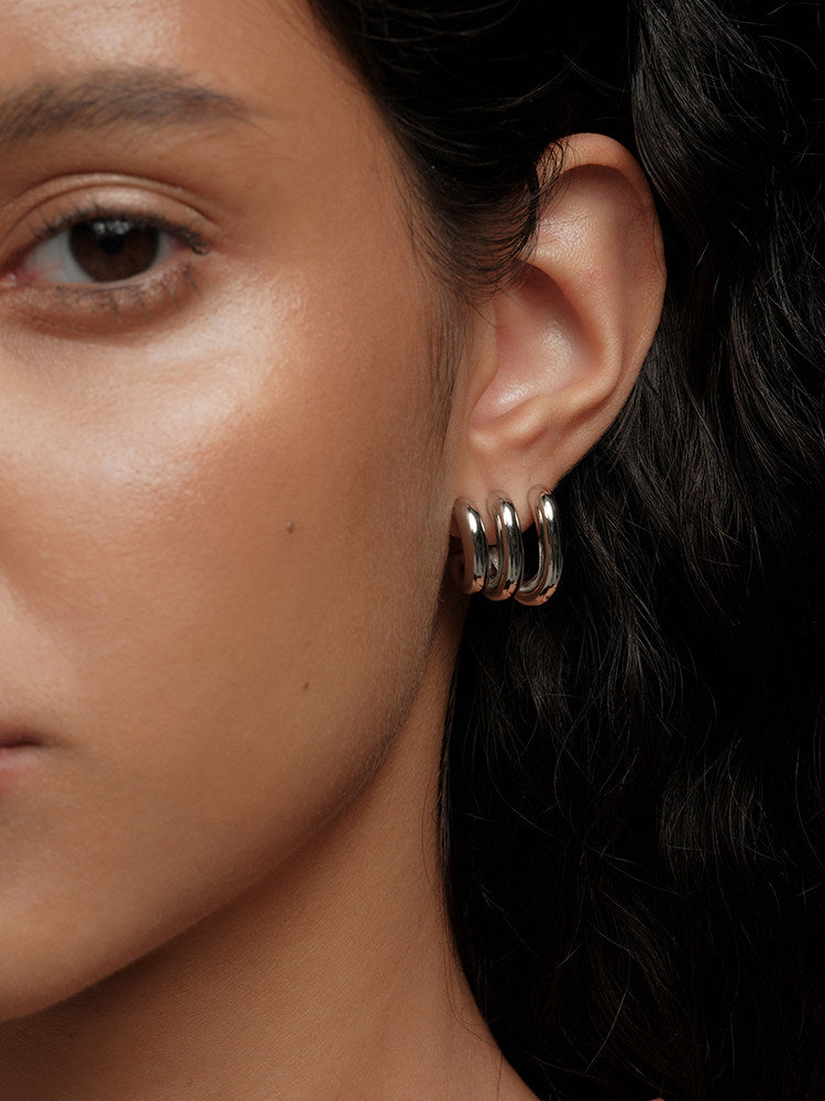 CnHnOn Fat Store High-Color Fashion Minimalist Triple Ring Hollow Hoop Earrings